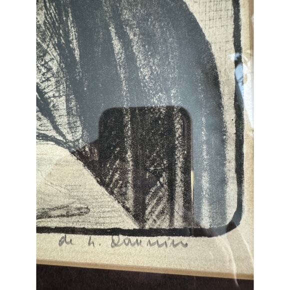 Antique Honore Daumier Signed Framed Lithograph Le Bon Argument 1850s 287/500 - Picture 12 of 12